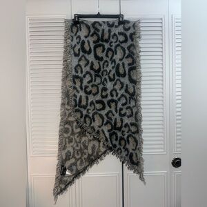 bebe Gray and Black Animal Print Scarf- Size O/S